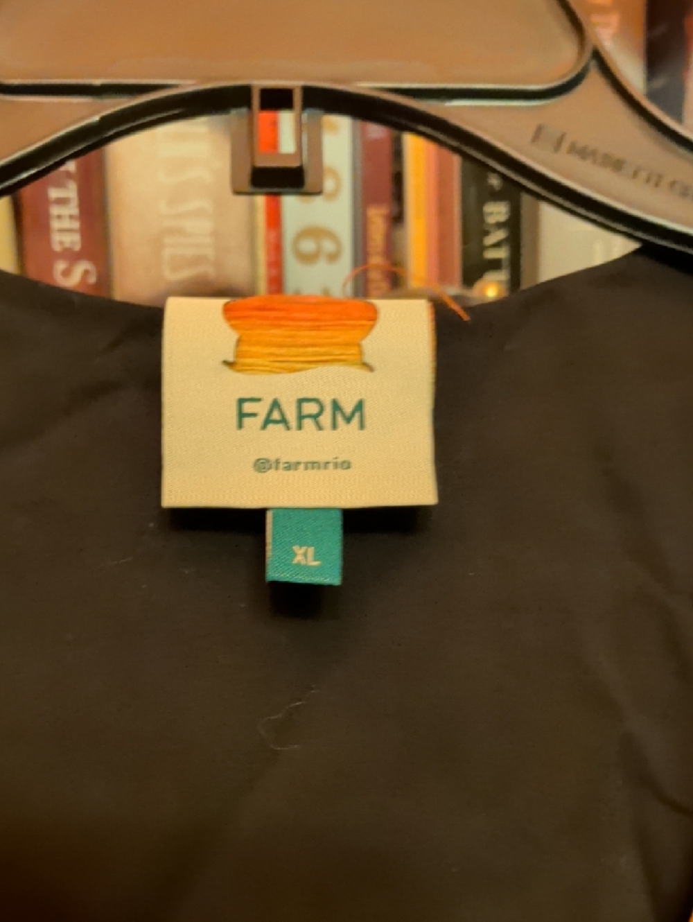 FARM Rio Black Top with Orange and Yellow Thread Logo - Picture 3 of 4